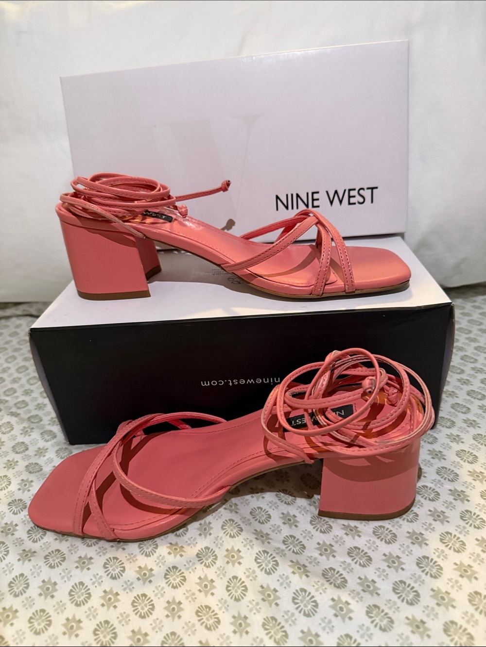 Nine West Coral Lace-Up Block Heel Sandals